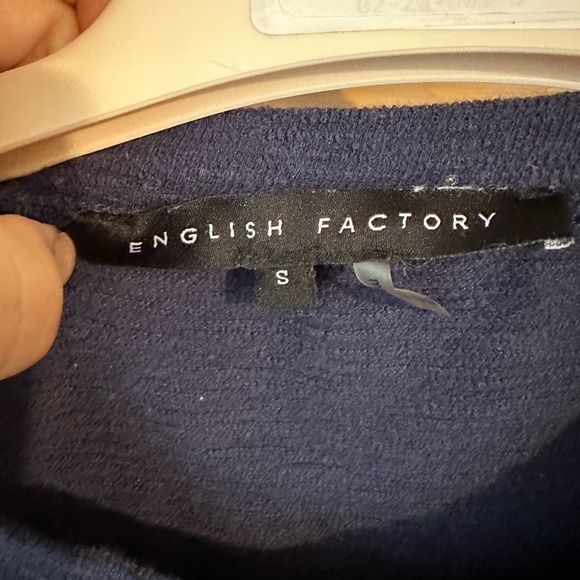 Size small used condition MIXED MEDIA SHORT-SLEEVE MINI DRESS navy with pockets - Picture 3 of 3